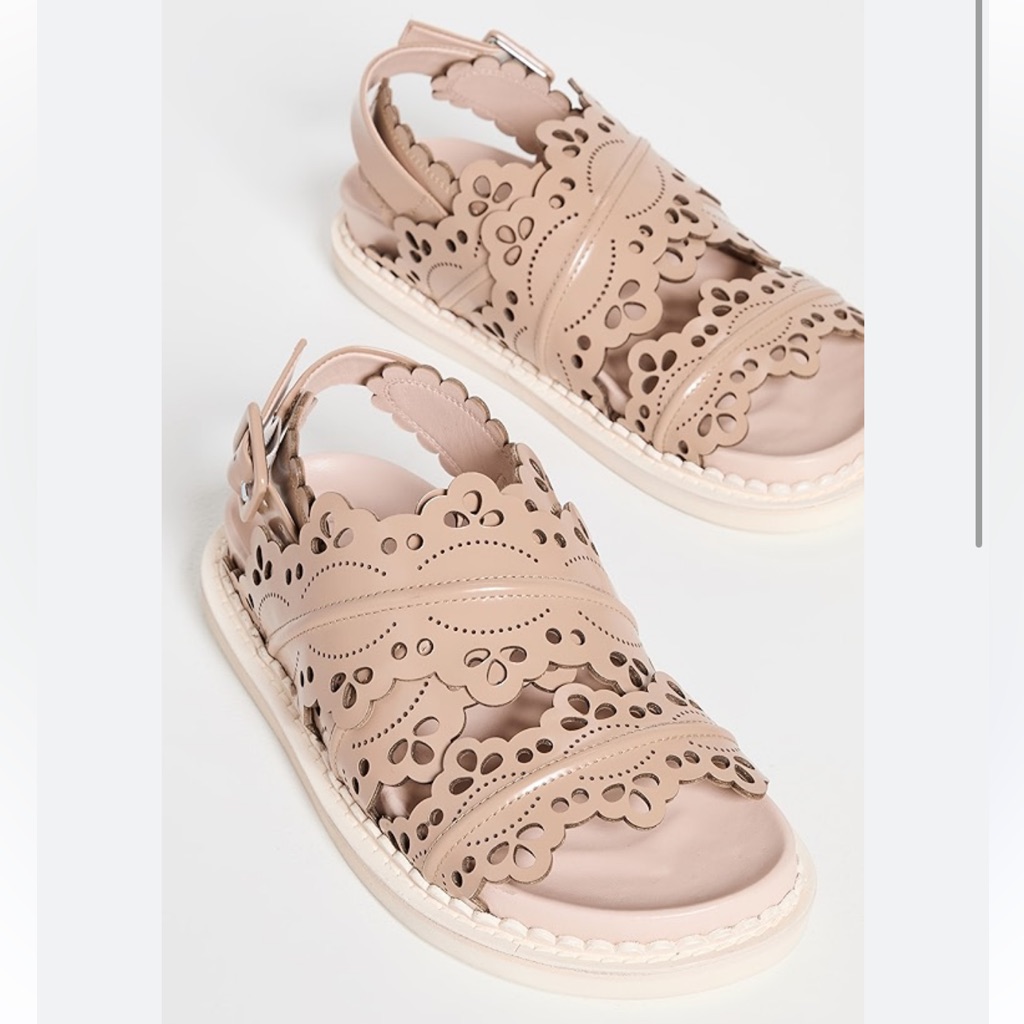 New Simone Rocha Frill Eyelet Scallop Sandals
